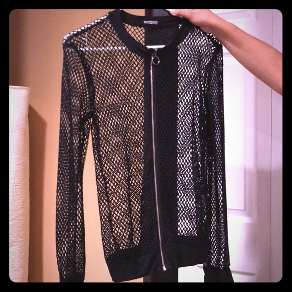 black fishnet jacket